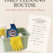Graphic feature image for blog post titled ‘The 15-Minute Daily Cleaning Routine,’ designed in blush pink and cream tones with elegant modern fonts and a download button for a printable checklist.